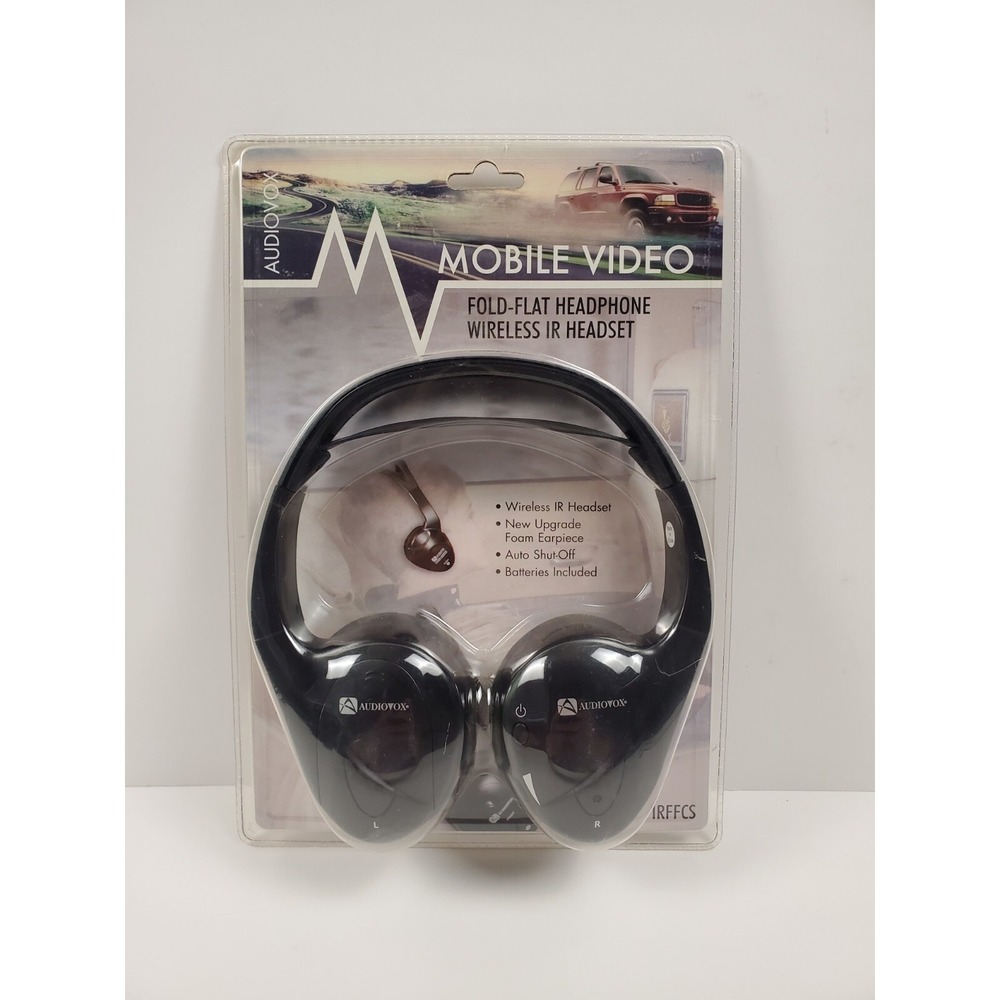 Audiovox Headphones Mobile Video Wireless IR Headset Fold Flat Auto Shut-Off NEW